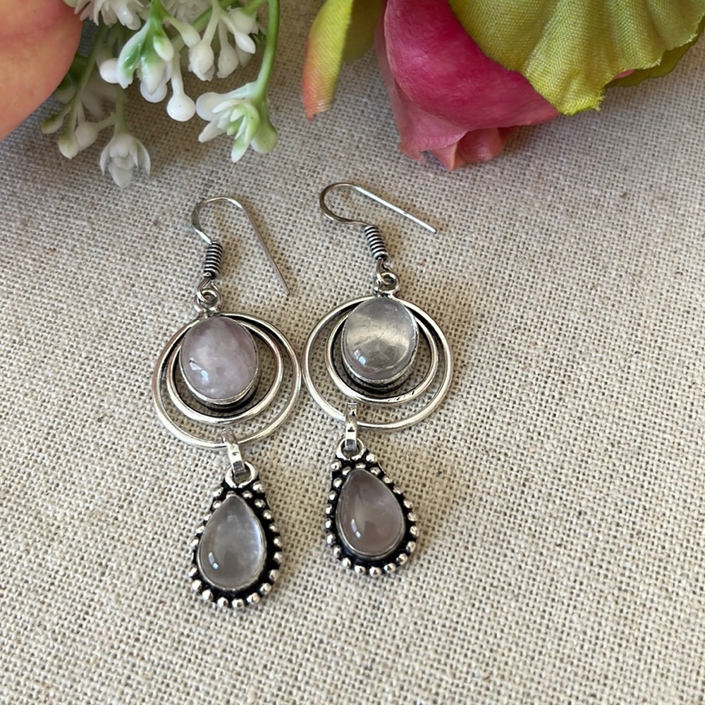 Rose quartz earrings
